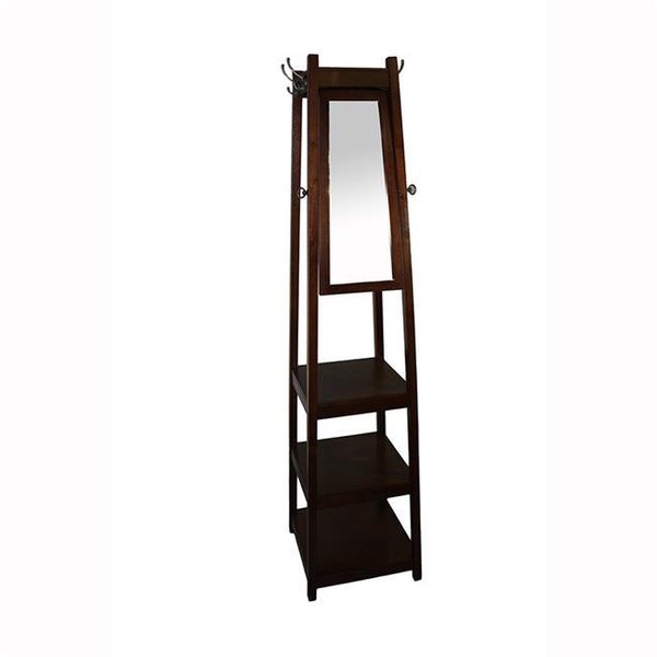 Ore Furniture Ore Furniture FW1394C 72 in. 3-tier Cherry Tower Shoe-Coat Rack Plus Mirror FW1394C